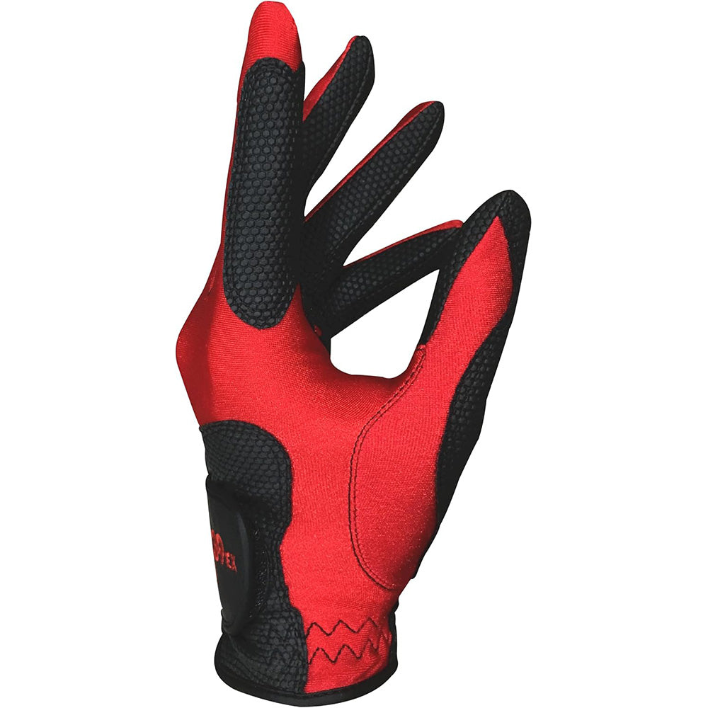 Stretch Breathable Washable Golf Glove with Slip Resistant Grip for Men Women-Red