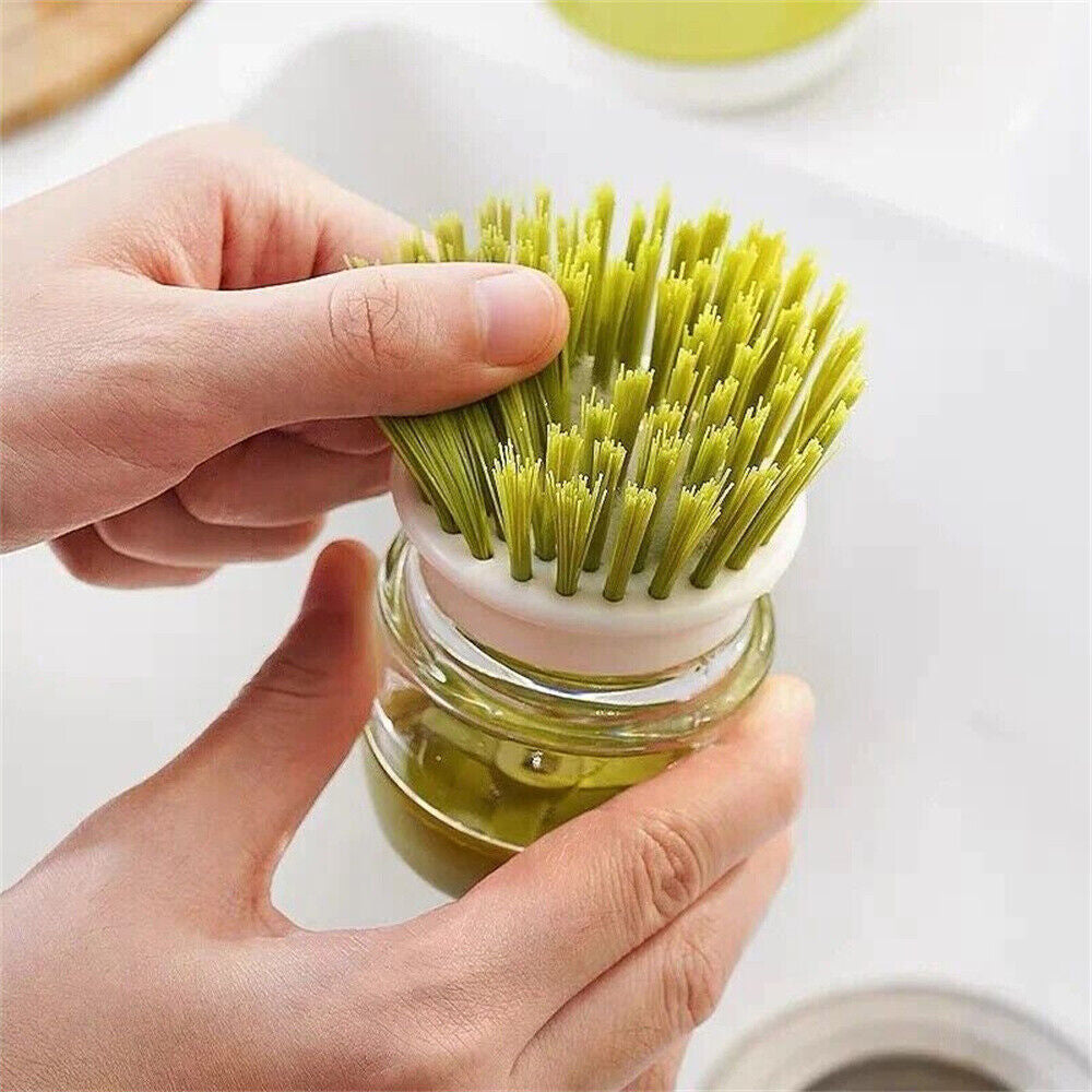 Dish Scrub Brush with Soap Dispenser Palm Scrub Washing Brush Pressing Cleaner