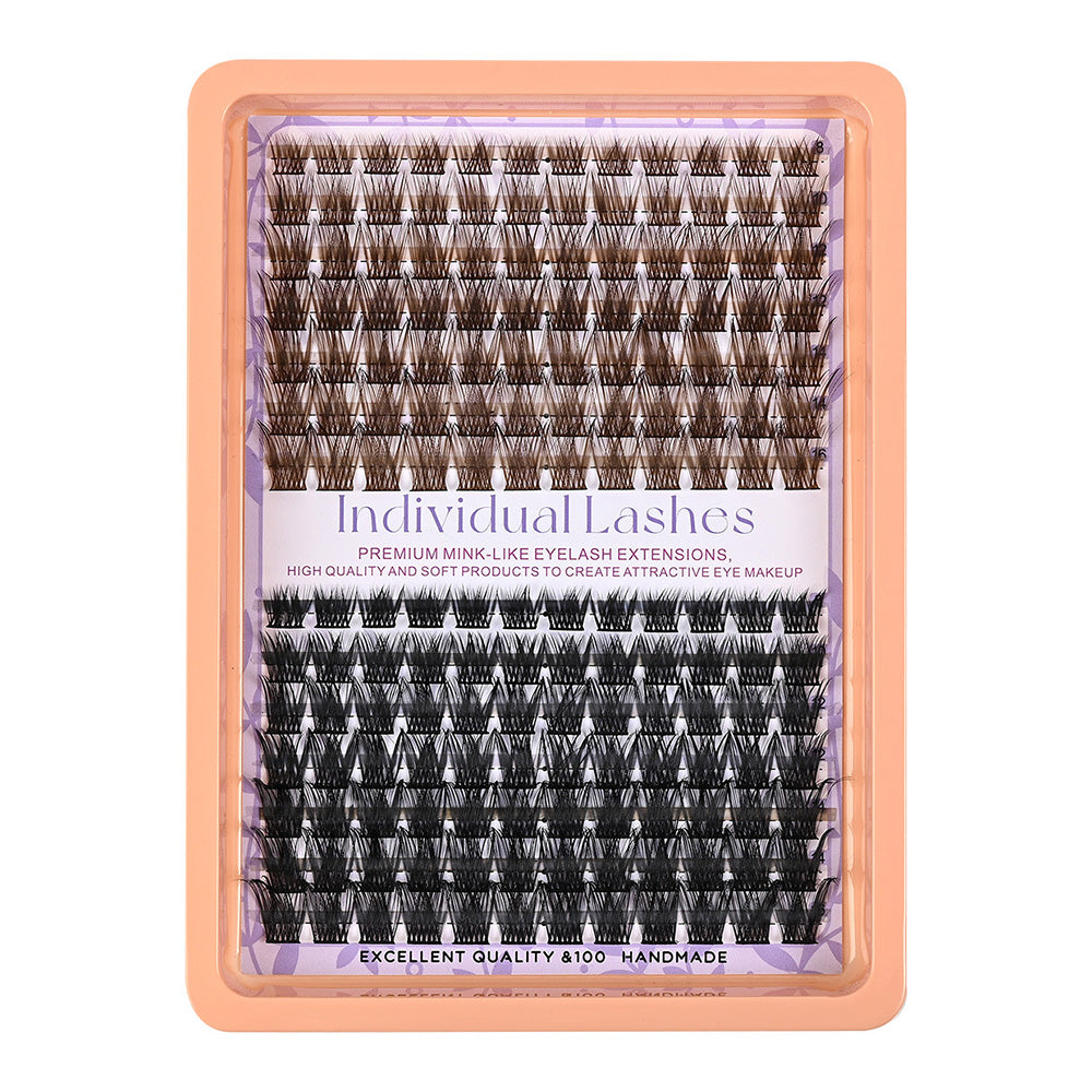 Dark Brown Natural Cluster Lashes DIY Fluffy Individual Reusable for Light Hair