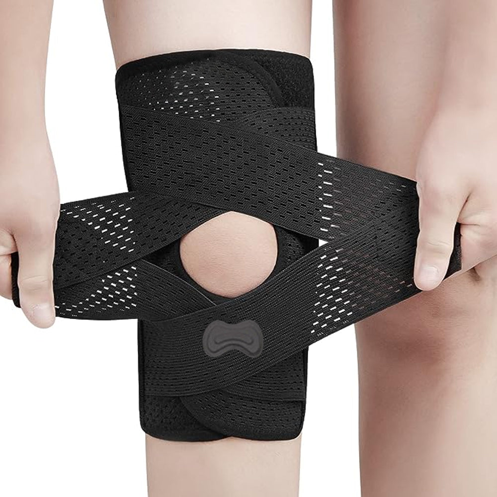 2Pcs Knee Brace with Side Stabilizers Breathable Adjustable Knee Support Mesh Weave For Workout