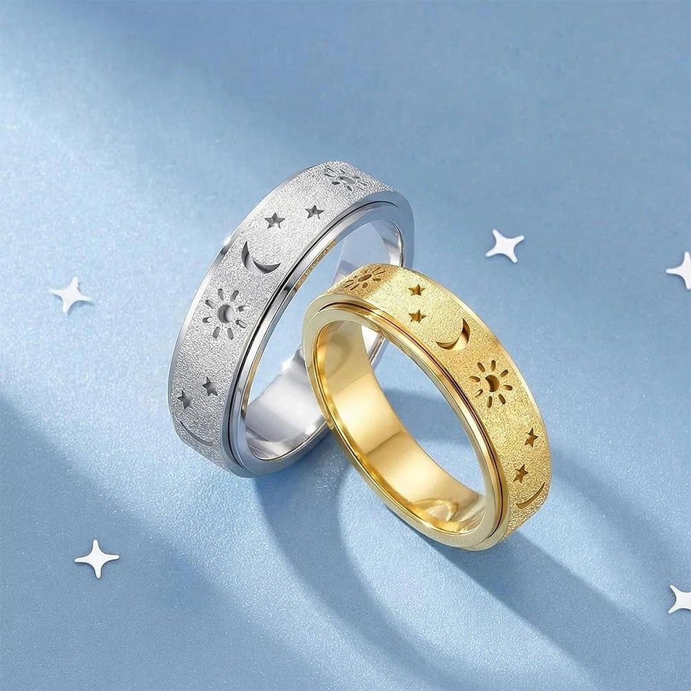3 Piece Stainless Steel 360 Degree Spinner Ring Set Gold Silver Rainbow