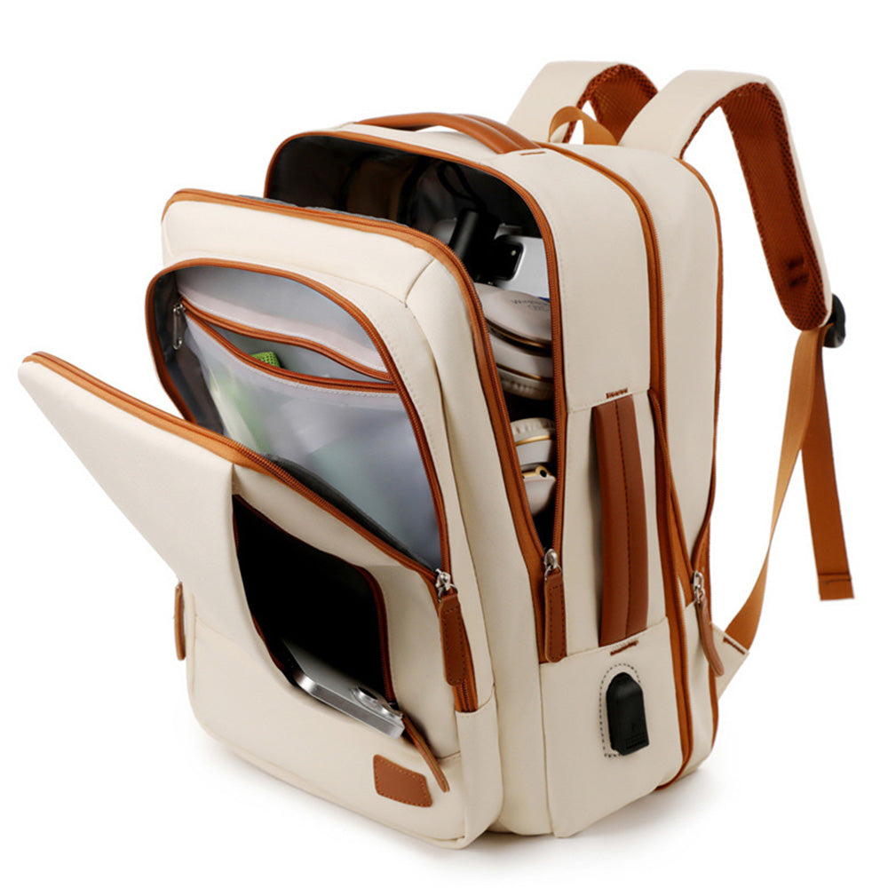 Expandable 26L Commuter Backpack - Water-Resistant Laptop Bag with USB Port