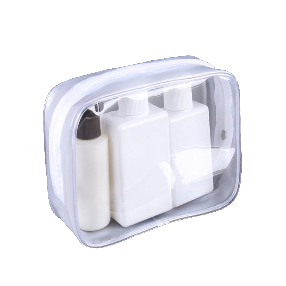 2Pcs Travel Transparent Storage Bag PVC Zippered Clear Portable Cosmetic Bag