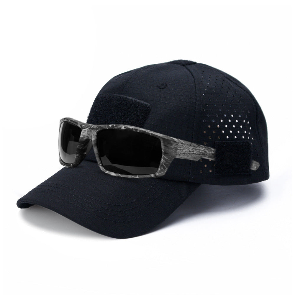 Adjustable Baseball Cap with Glasses Holder Slot