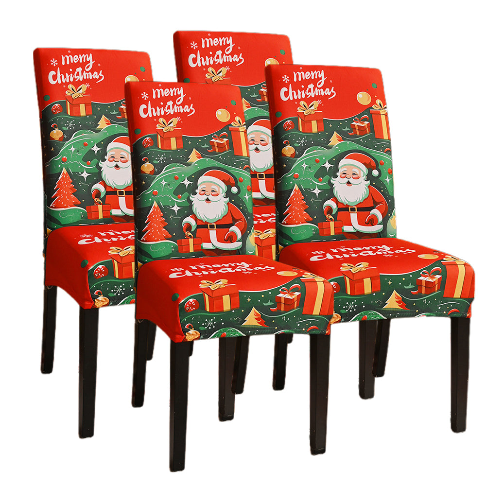 4Pcs Christmas Santa Chair Cover Decorations Xmas Chair Slipcover Creative Pattern