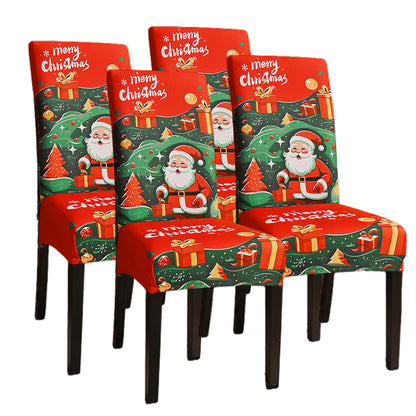 4Pcs Christmas Santa Chair Cover Decorations Xmas Chair Slipcover Creative Pattern