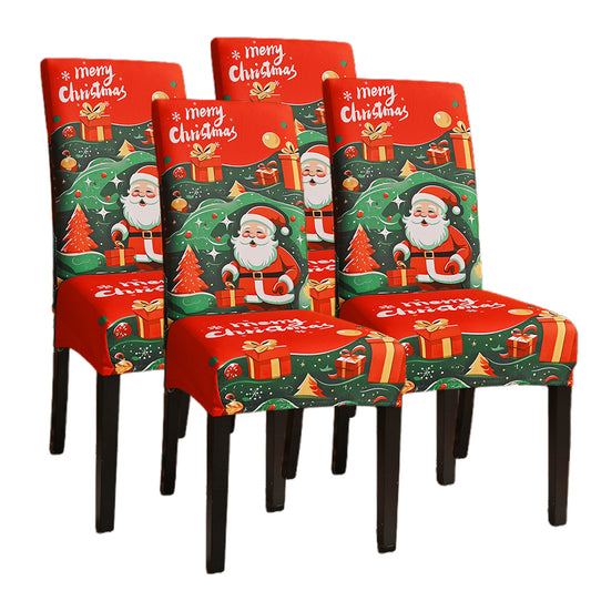 4Pcs Christmas Santa Chair Cover Decorations Xmas Chair Slipcover Creative Pattern