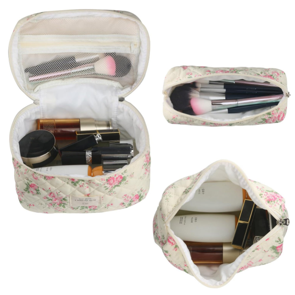 3Pcs Set Floral Cotton Cosmetic Bag