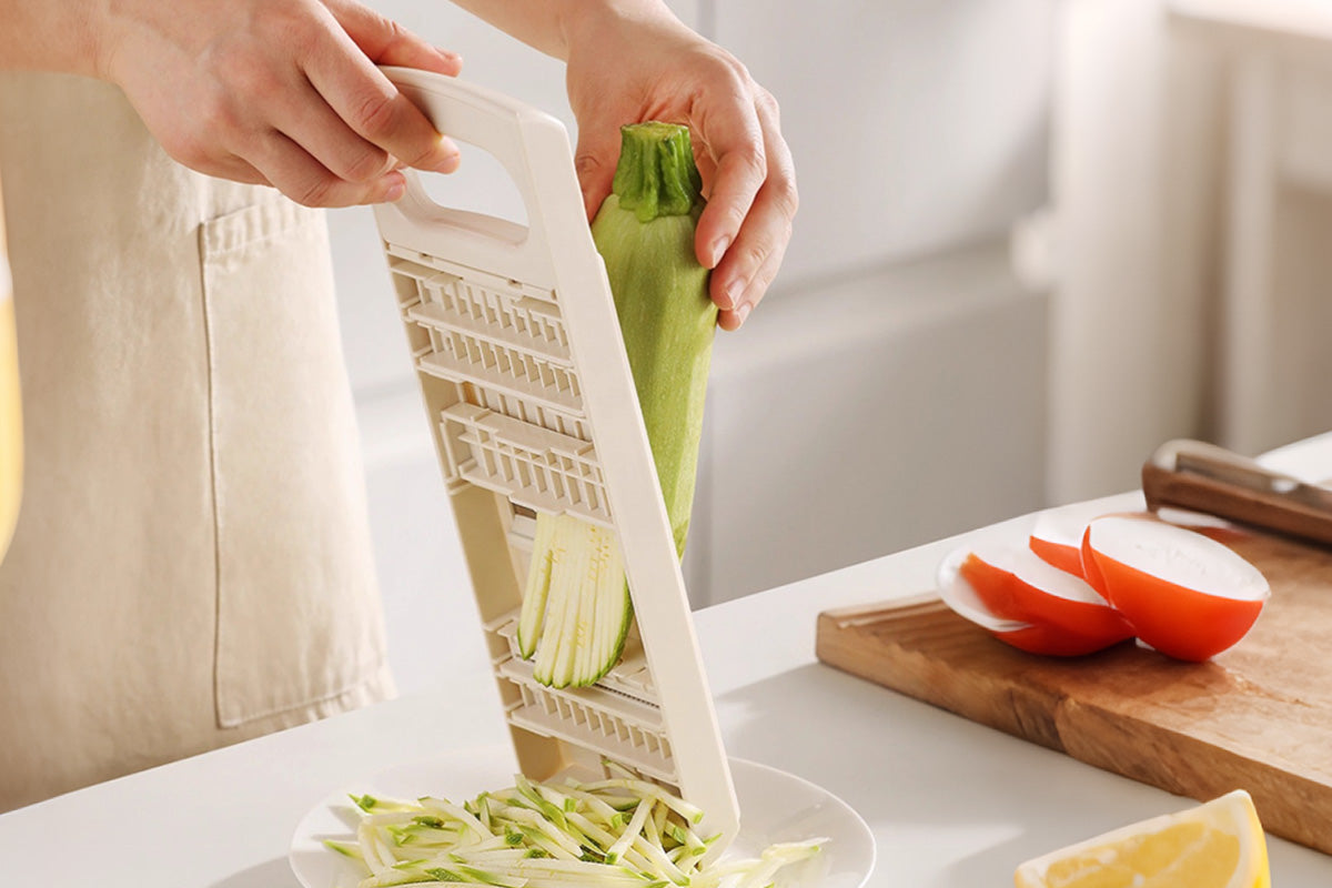 Kitchen Vegetable Slicer with 5 Blades Stainless Steel Cutter with Colander