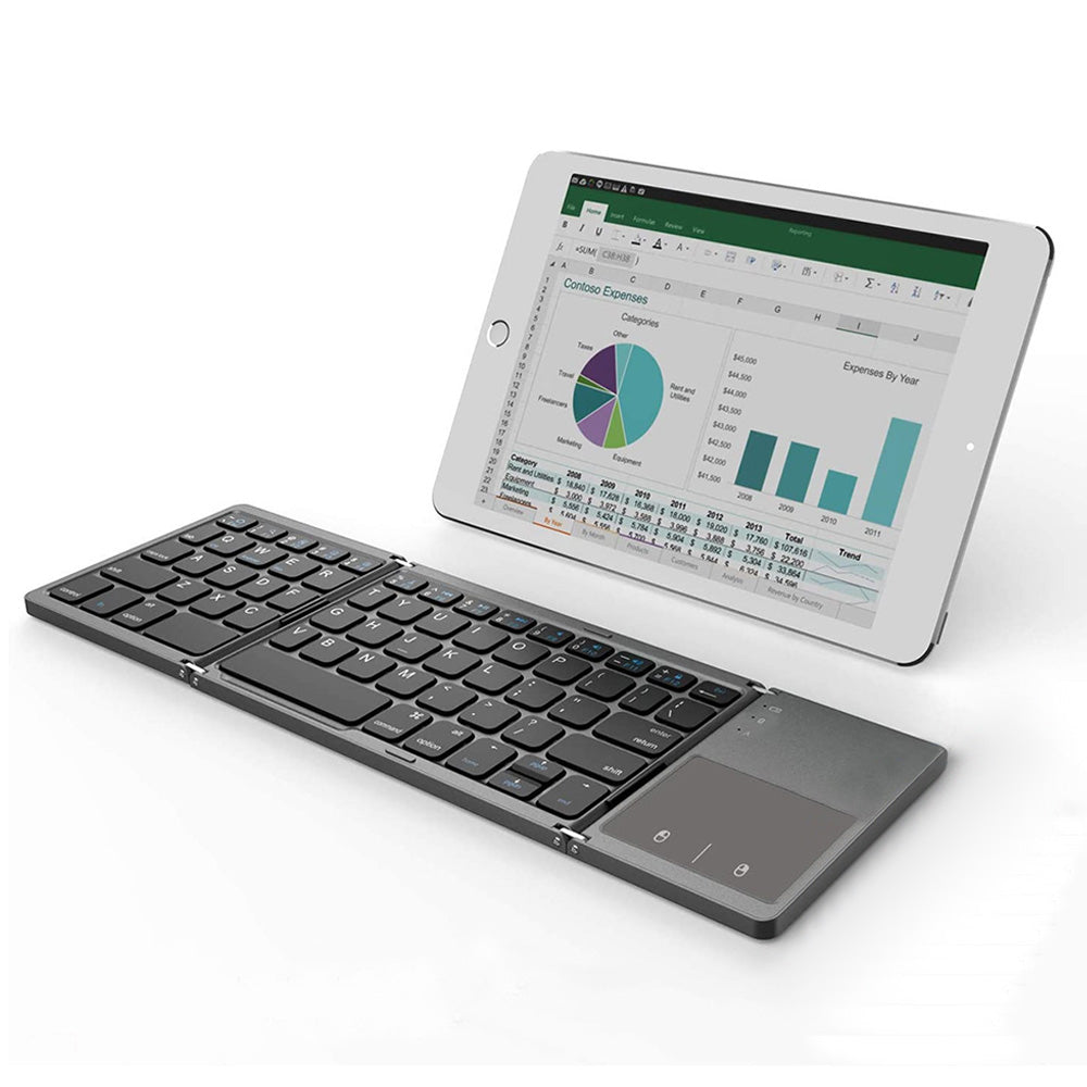 Foldable Bluetooth Keyboard with Touchpad Full-Size Travel Keyboards for Windows iOS Android