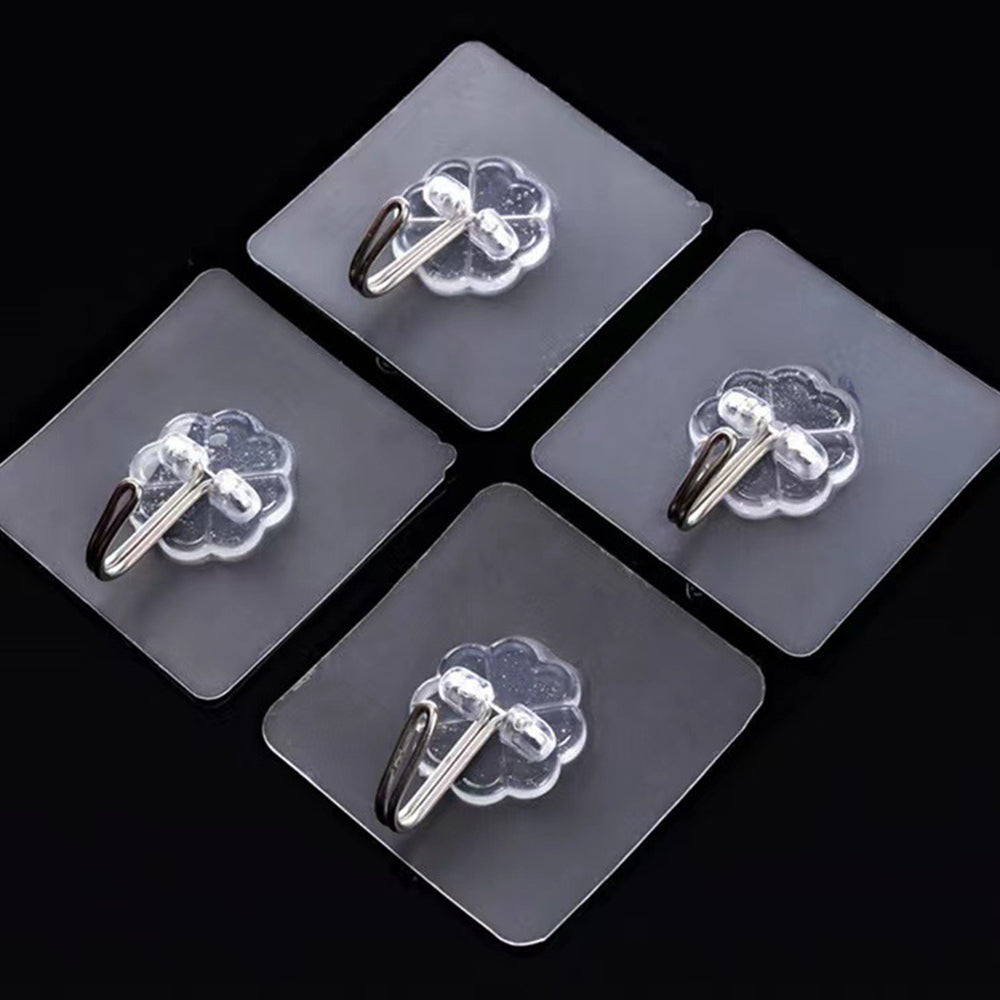 30Pcs 6x6cm Transparent Self-Adhesive Wall Hooks Wall Hanger