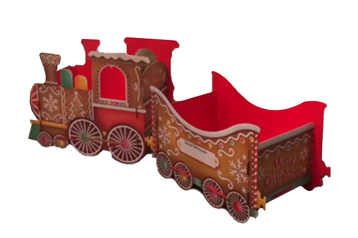 Santa Gift Train Christmas Cardboard Gift Box Present Holder Home Decoration