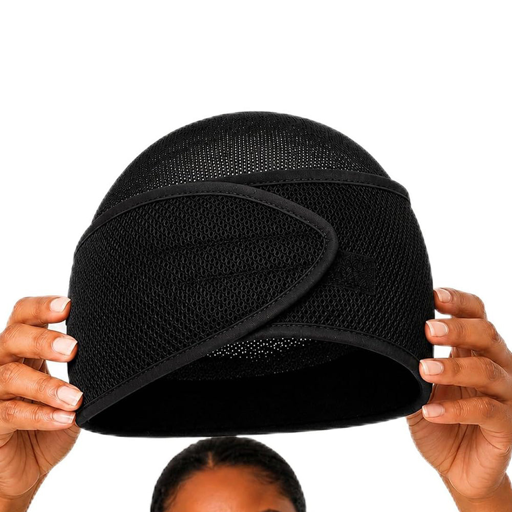 2-in-1 Mesh Sleep Hair Band with Hook and Loop for Short Hair Overnight