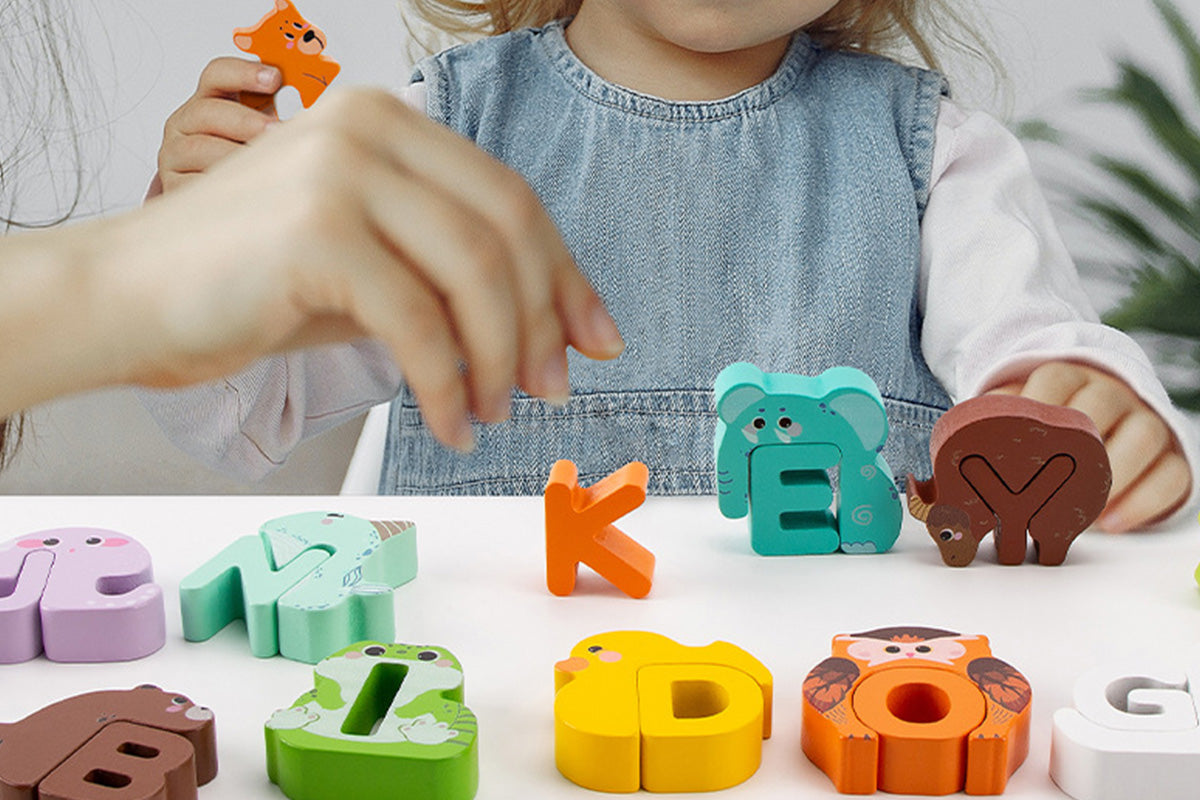 Wooden Alphabet Animal Puzzles Matching Game Educational Toys
