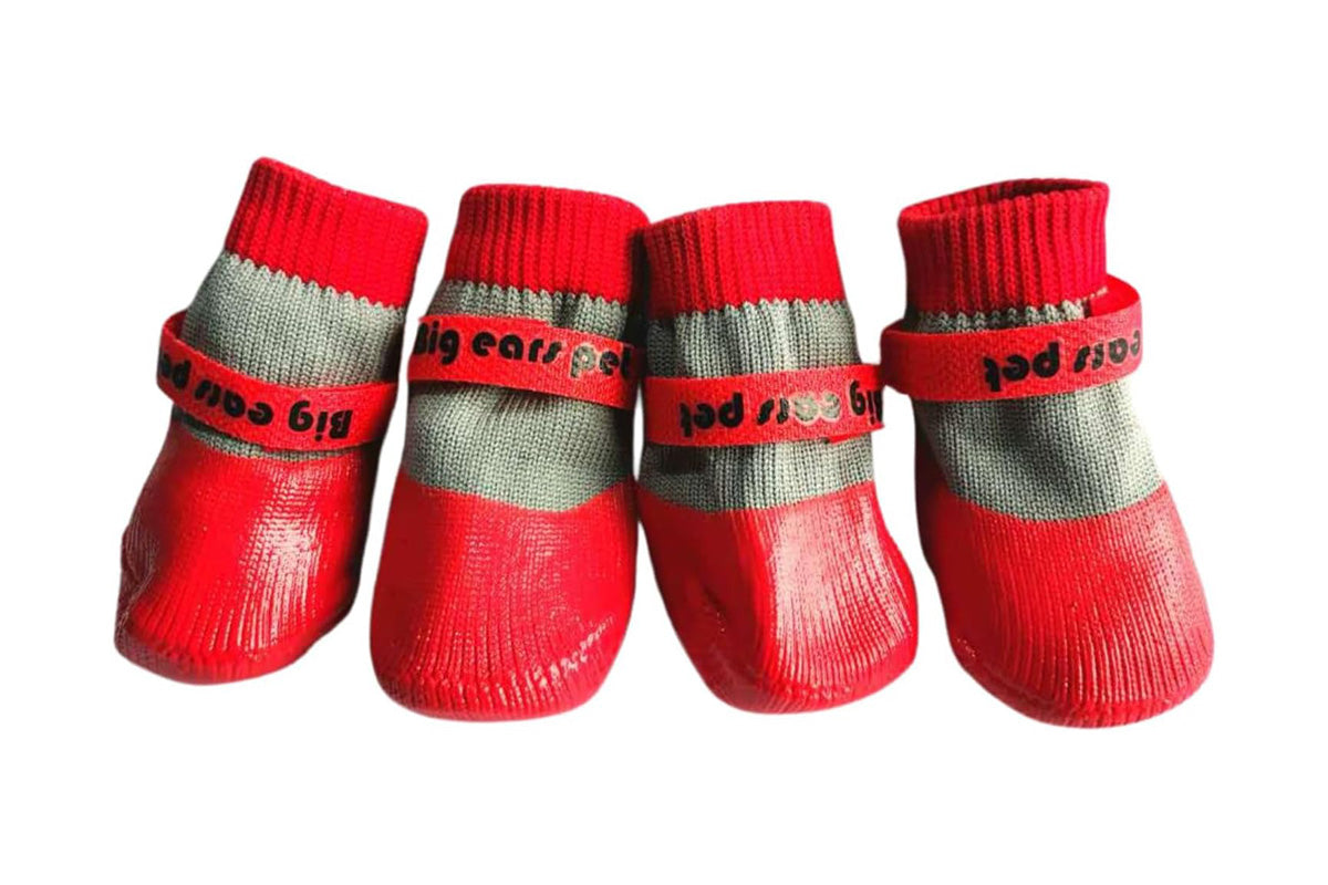 Waterproof Anti Slip Pet Shoes with Rubber Sole for Indoor and Outdoor Use-Red