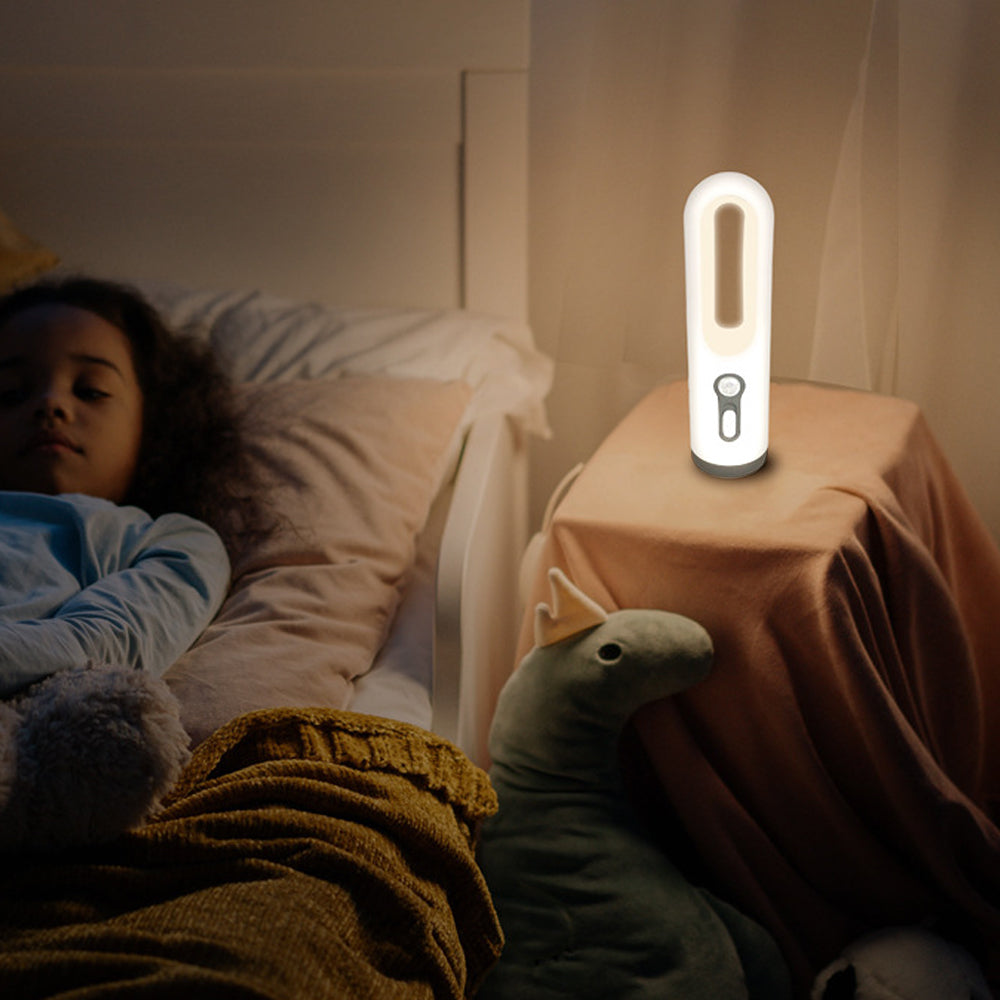 2Pcs Rechargeable Motion Sensor LED Night Light with Portable Flashlight