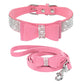 Dazzling Embellishments Dog Leashes and Collars with Bow Knot for Small Dogs Puppy