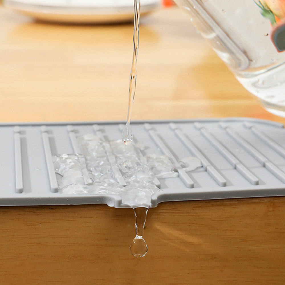 Silicone Sink Mat Quick Dry Sink Splash Guard for Kitchen and Bathroom-Grey
