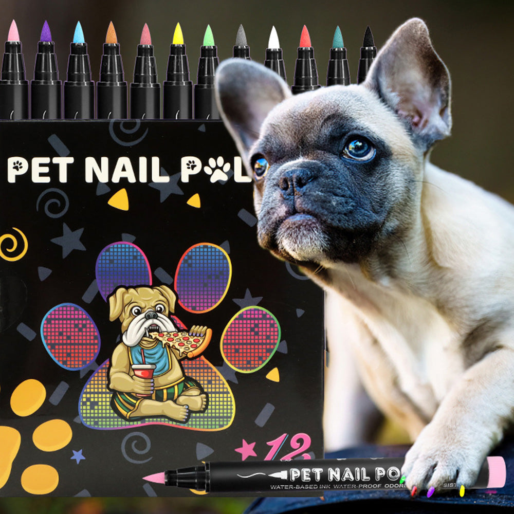 12 Colors Pet Nail Polish Marker Pens Set