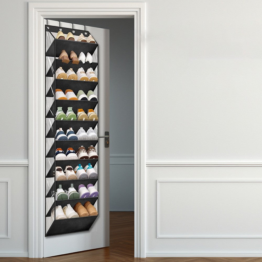 10 Tier Clear Over the Door Shoe Organizer Storage Hanging Organiser with Deep Pockets