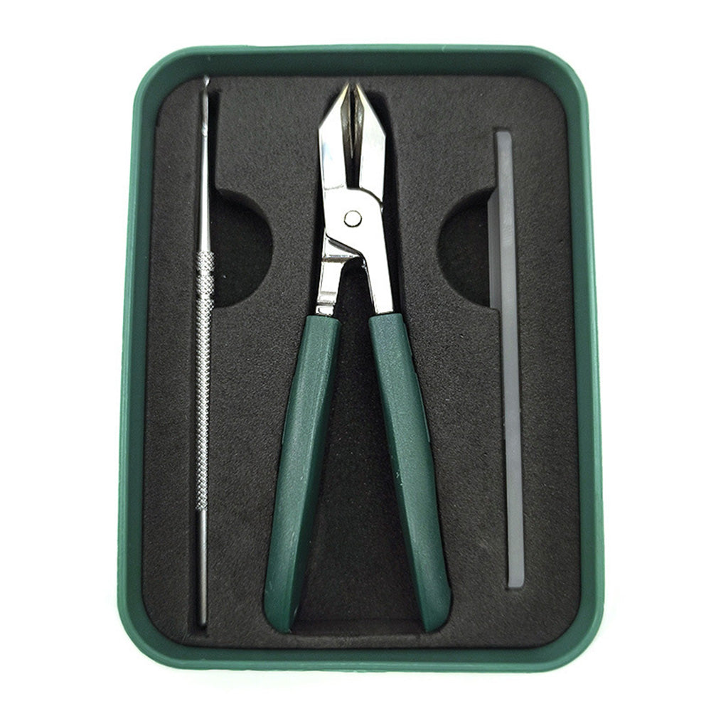 3 Piece Slanted Nail Clipper Set with File and Cleaner Tool
