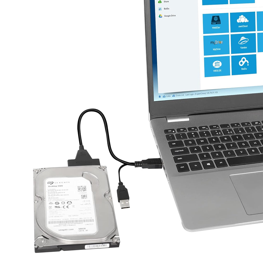 USB 3.0 to SATA Hard Drive Adapter Cable for 2.5/3.5 inch SSD and HDD Dual USB