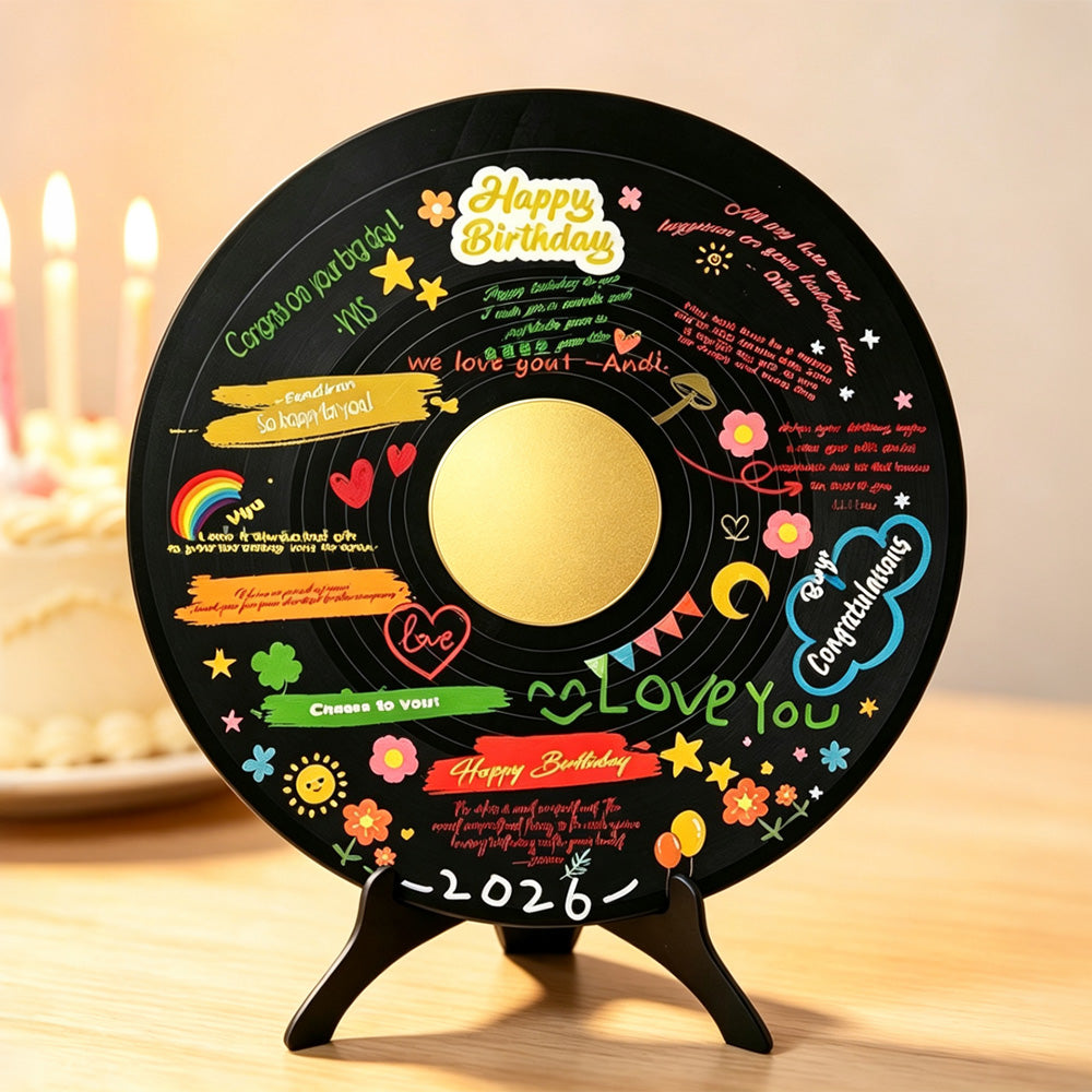 Vintage Vinyl Record Birthday Display Board Desktop Party Sign