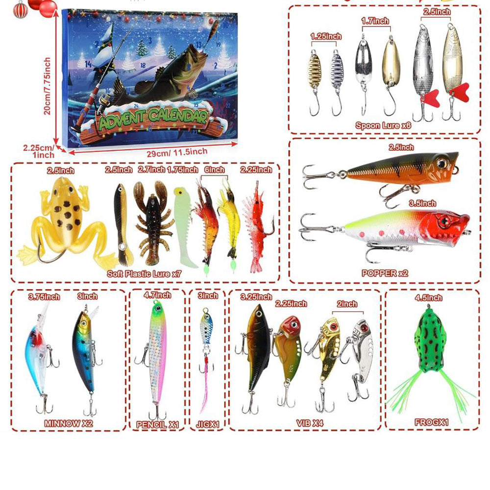 Christmas Fishing Tackle Advent Calendar 24Days Surprise Countdown Calendar