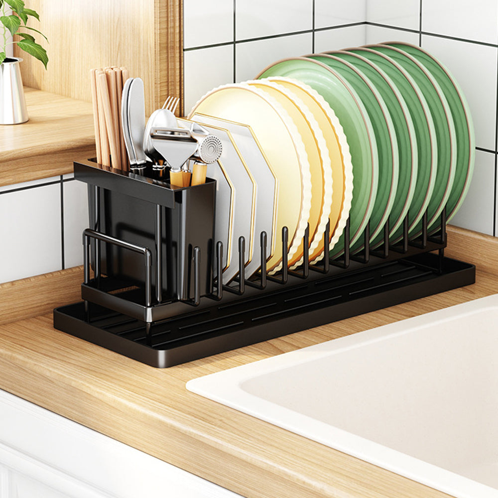 Dish Drying Storage Rack with Water Tray for Kitchen Counter