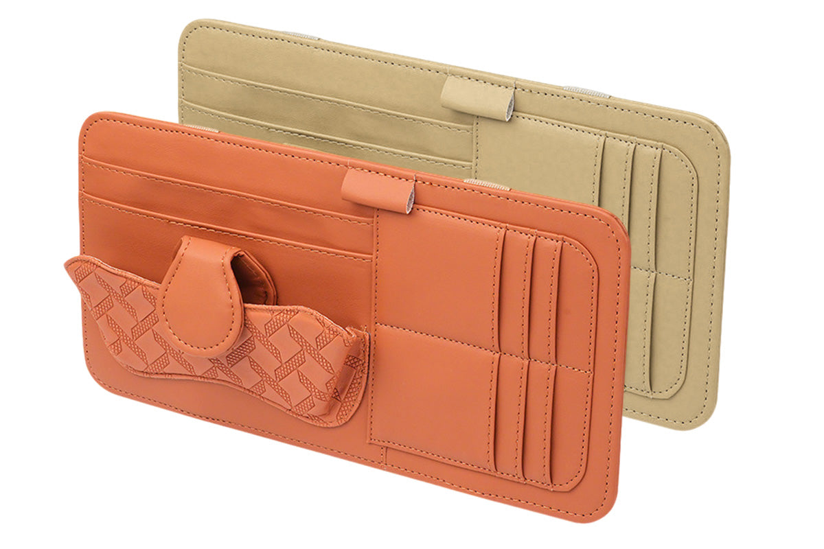 Car Sun Visor Organizer with Card Slots Sunglasses Holder Auto Interior Accessories Storage Holder with Tickets Slots