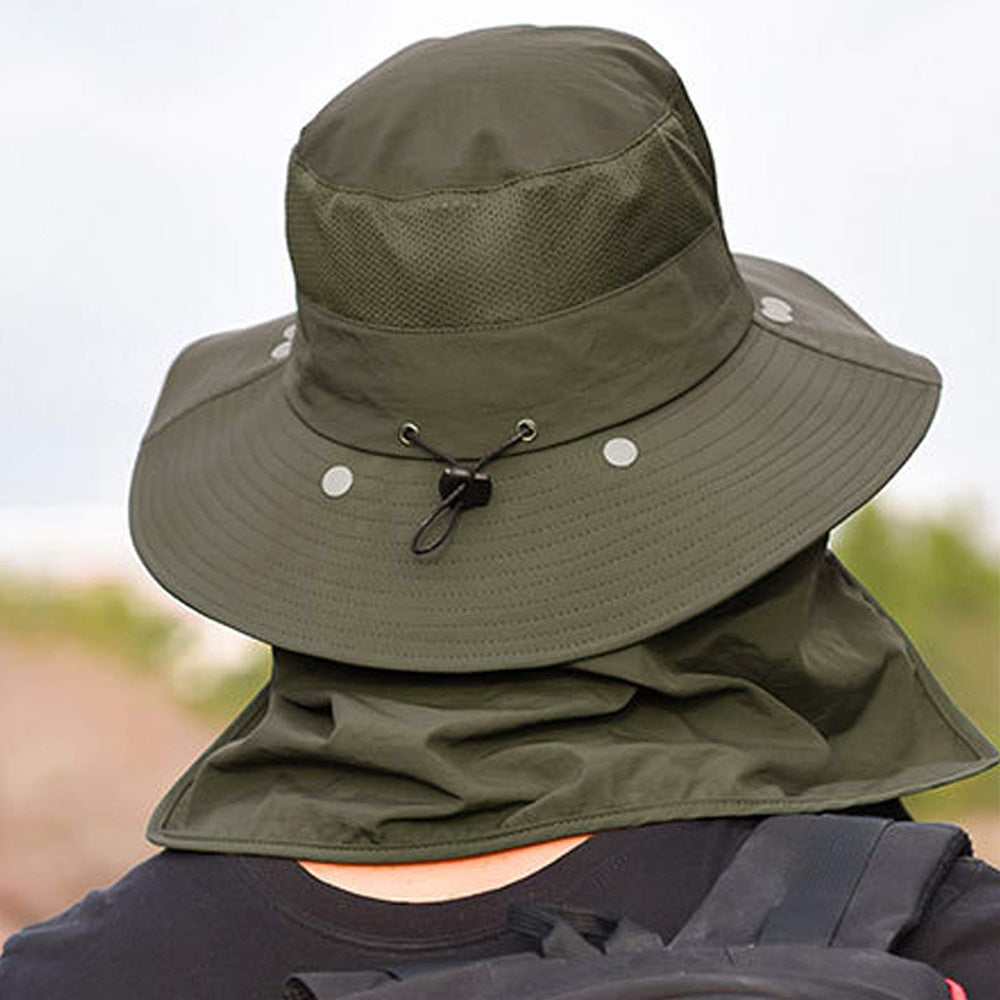 Outdoor Sun Protection Fishing Cap Wide Brim Hat With Neck Flap And Face Cover