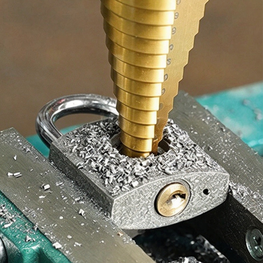 3 Piece Bearing Steel Titanium Coated Conical Step Drill Bit Set
