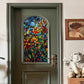 2Pcs Static Cling Windows Film Stained Glass Stickers Flower Decor