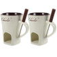 Fondue Mug Set Porcelain Chocolate Melting Cup with Fork