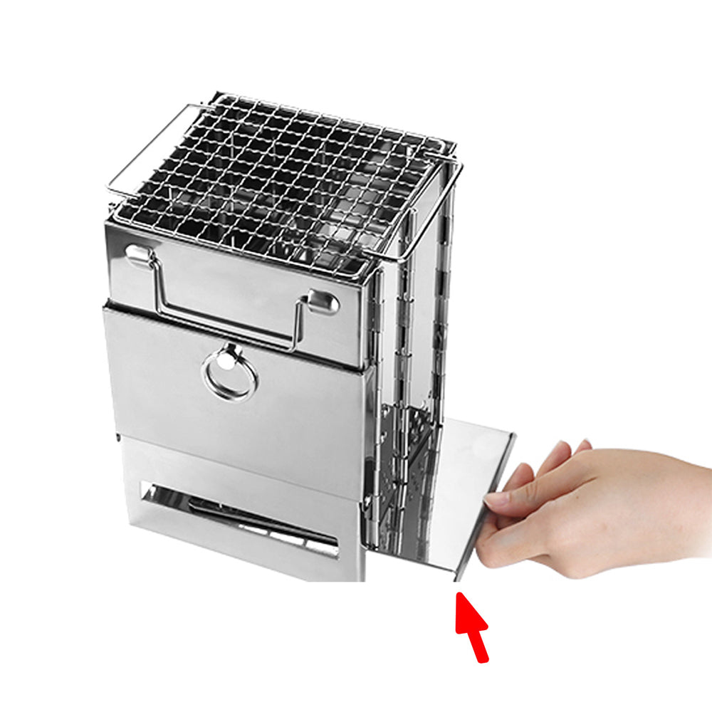 Portable Folding Stainless Steel Wood-Burning Camping and Barbecue Stove