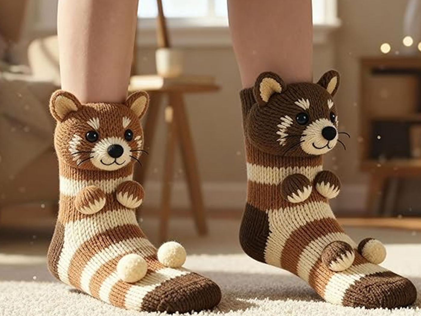Funny 3D Knitted Animal Socks Adorable Christmas Gift