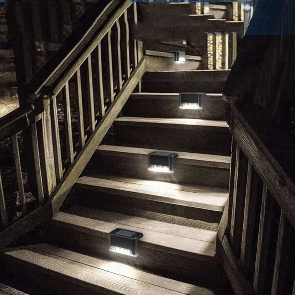 4Pcs LED Solar Fence and Step Lights for Outdoor Garden Stairs and Deck
