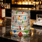 270ml Rotating Whiskey Glass Hand Painted Whiskey Tumbler for Home Bar