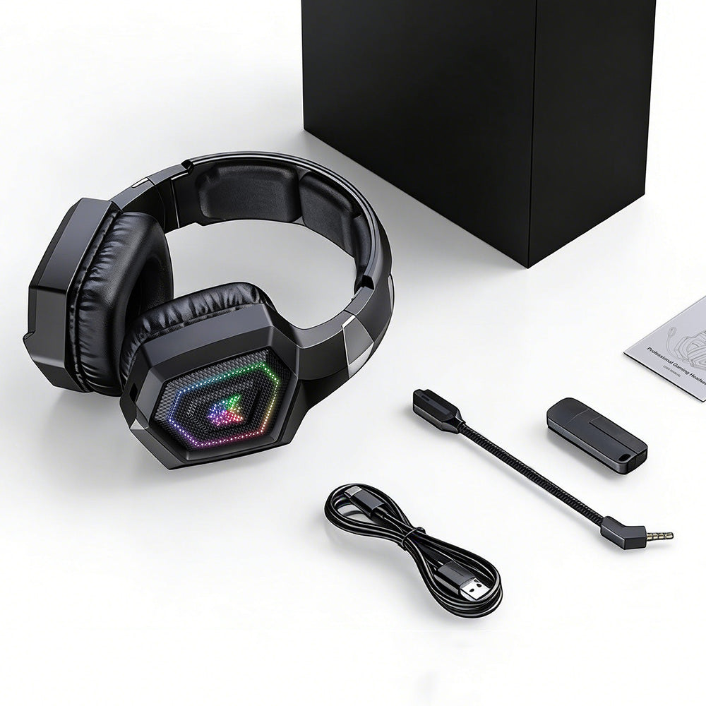 2.4GHz Wireless Gaming Headset Mic Headphone Stereo Surround Microphone for PC