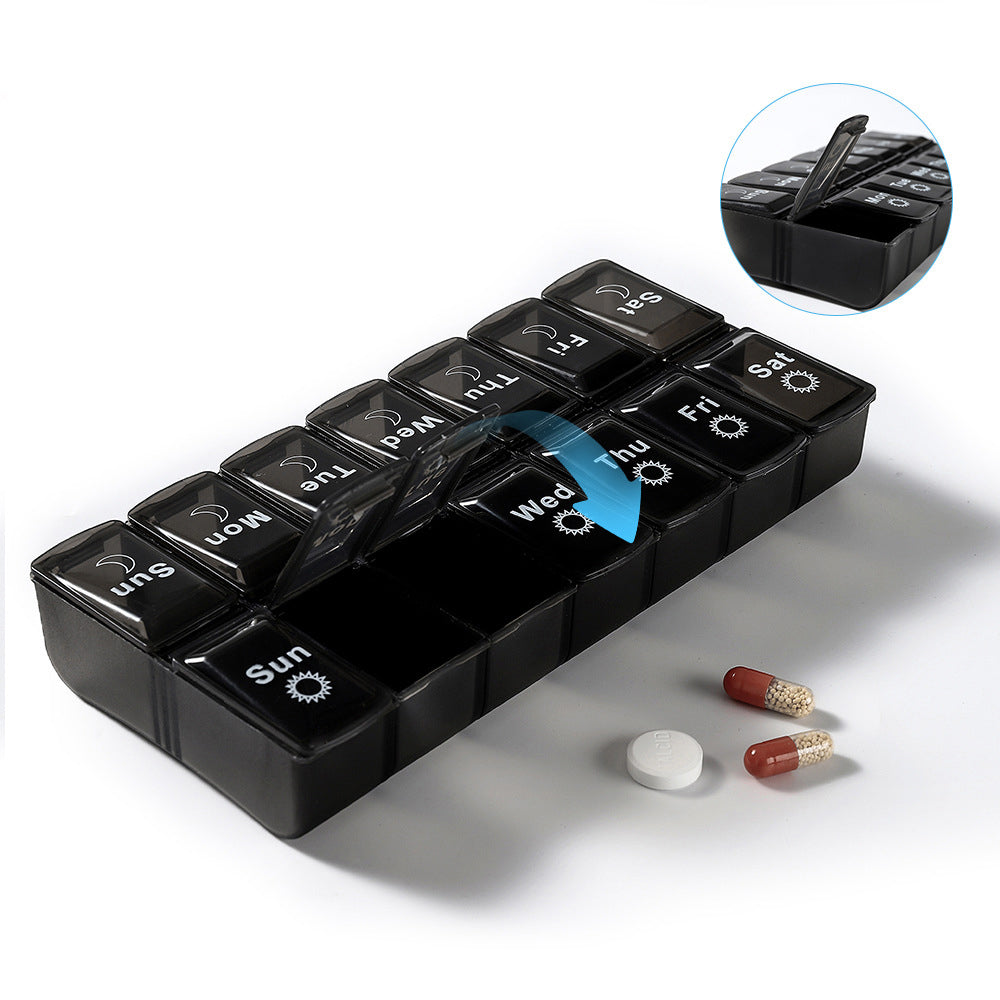 14-Slot 7-Day Pill Dispenser Box for AM/PM Weekly