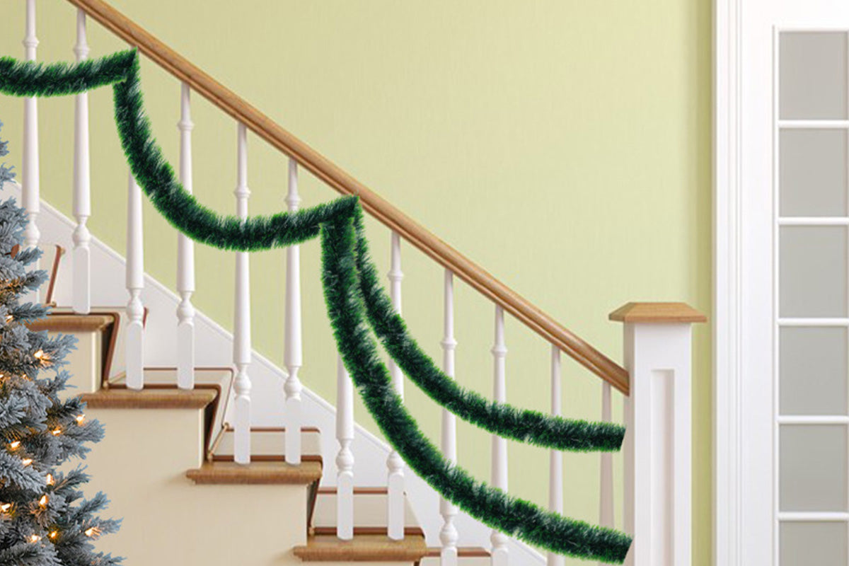 15 m Green Christmas Tinsel Garland for Holiday Party and Home Decoration