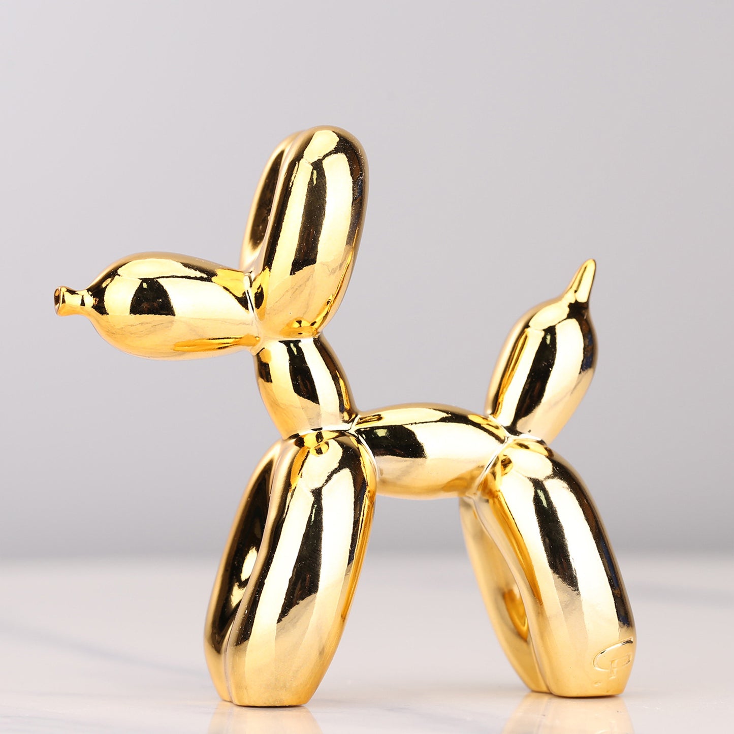 Electroplated Silver Resin Balloon Dog Statues Cute Home Decor Ornaments