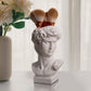 2Pcs Resin Creative Human Head Sculpture Makeup Brush Storage Box Flower Pot Pen Holder
