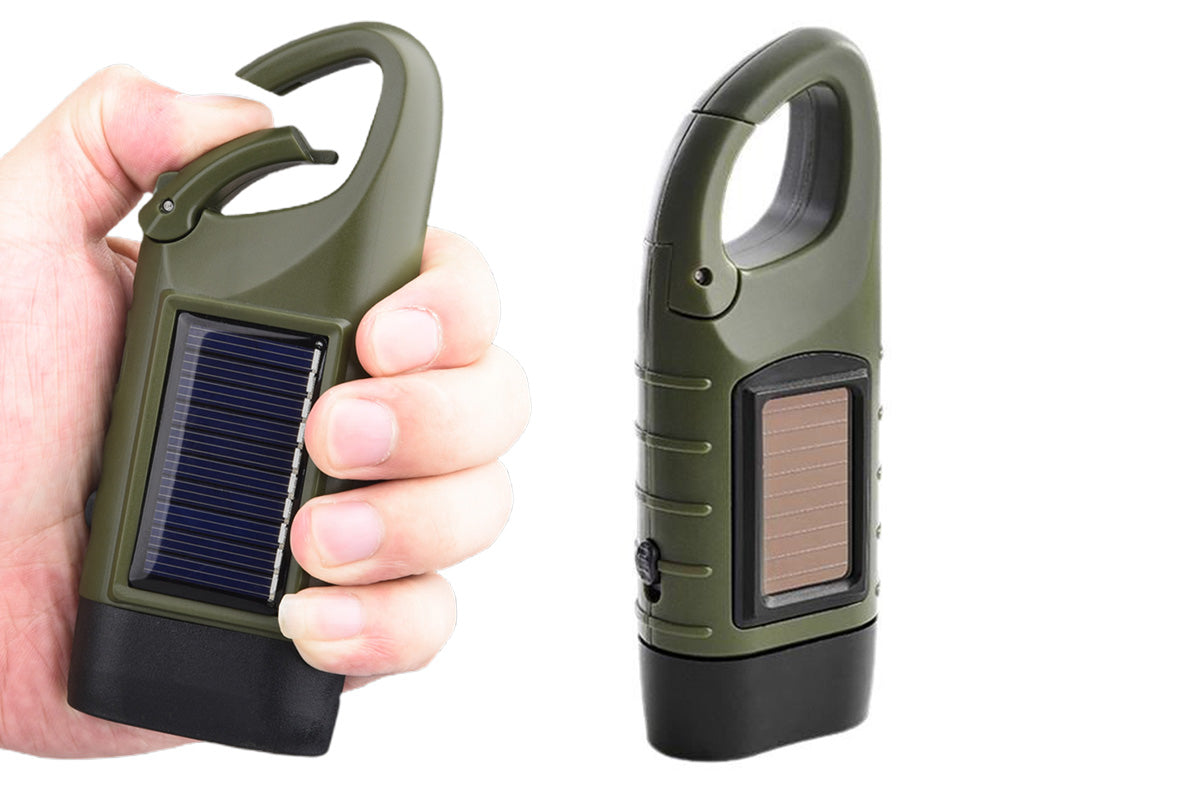 Hand Crank Solar Powered Flashlight Emergency Rechargeable LED Flashlight