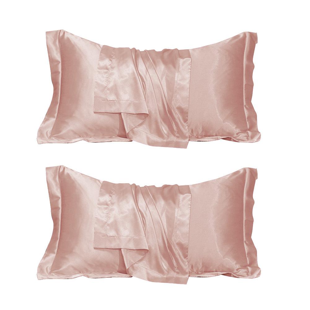 2Pcs 48x74cm Satin Pillowcase Solid Color Silk Soft Bedding Pillowcase