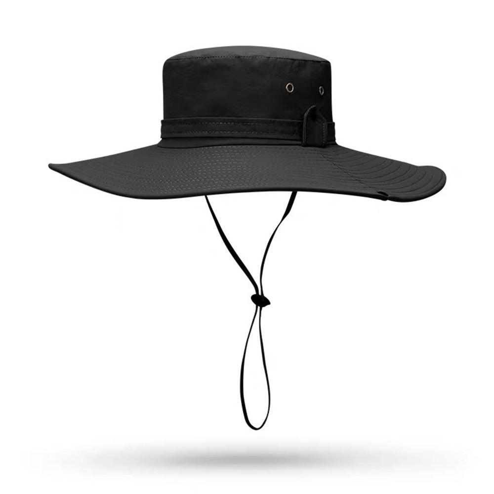 Foldable Wide Brim UV Sun Hat with Wind Strap for Fishing and Hiking