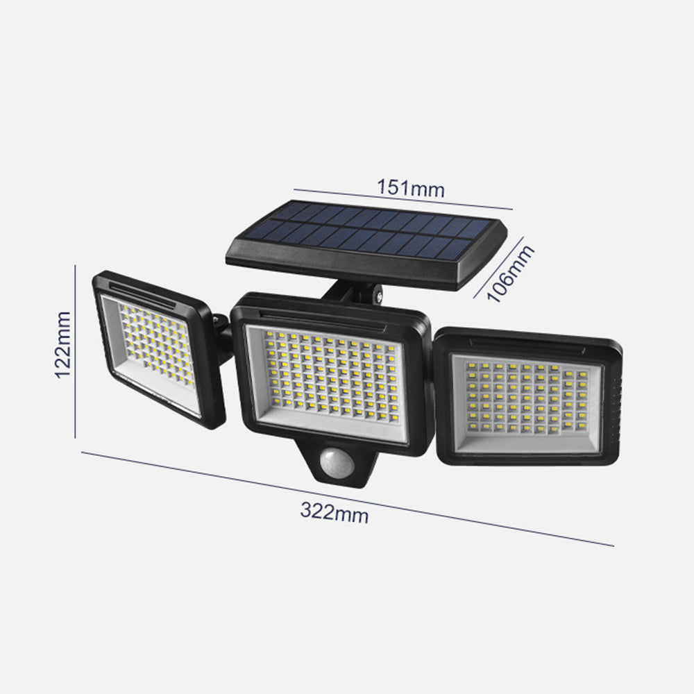 3 Head Motion Sensor Solar Light Wall Lamp