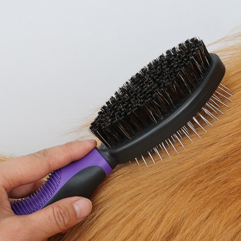 2 Pack Pet Grooming Brush Set Deshedding Double Sided Comb Massage Brush for Cats Dogs Horses