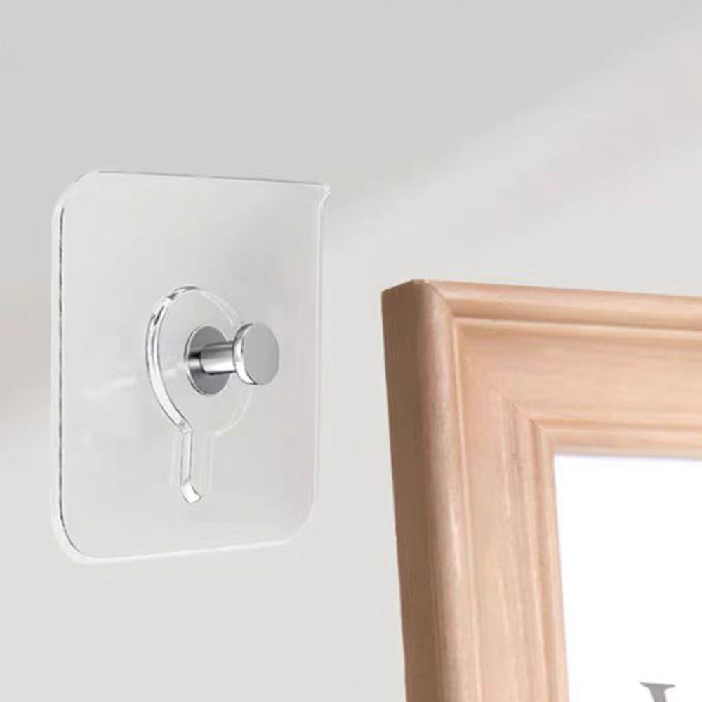 10 Pcs Self-Adhesive Wall Hooks No-Drill Invisible Picture Hangers for Frames