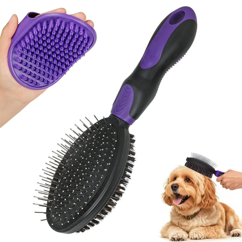 2PCS Pet Grooming Tools Pet Bath Brush Deshedding Dog Brush Suitable For Dogs Cats and Horses